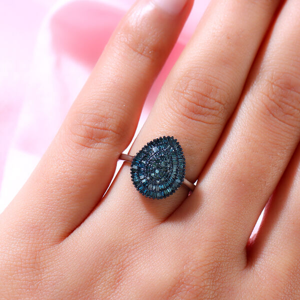 Blauer Diamant Ring 925 Silber platiniert  ca. 0,50 ct image number 3