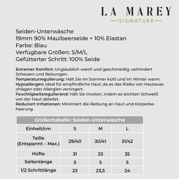 LA MAREY Unterw&auml;sche aus Maulbeerseide, Blau, M image number 3