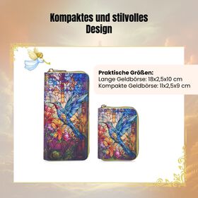 2-teiliges Geldbörsen-Set mit Vogel-Muster, 18x2,5x10 cm und 11x2,5x9 cm