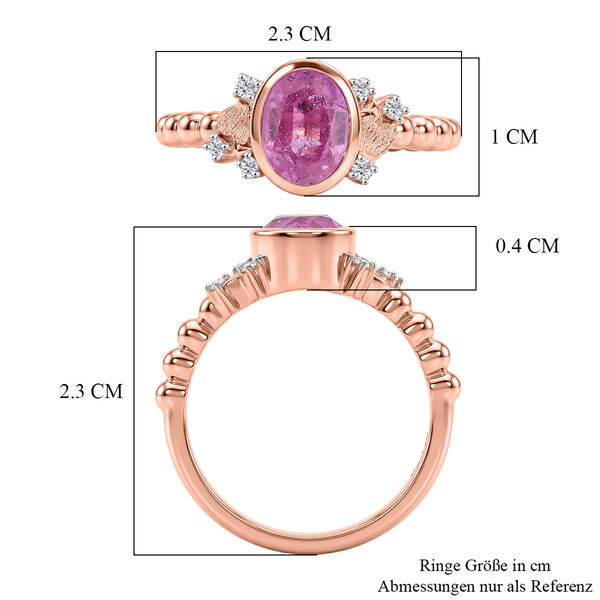 GP Amore Kollektion - Ilakaka Rosa Saphir (Fissure gef&uuml;llt), Wei&szlig;er Zirkon Ring 925 Silber 750 Ros&eacute;gold Vermeil (Gr&ouml;&szlig;e 17.00) ca. 2.50 ct image number 6