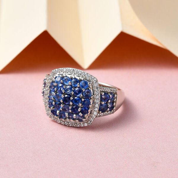 Kaschmir Kyanit und wei&szlig;er Zirkon-Ring - 2,77 ct. image number 2