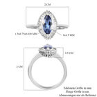 Tansanit und Diamant Halo Ring 925 Silber Platin-Überzug image number 6