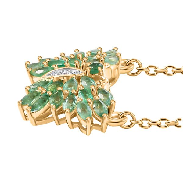 Kagem sambische Smaragd und Zirkon Halskette, 45 cm - 1,86 ct. image number 4