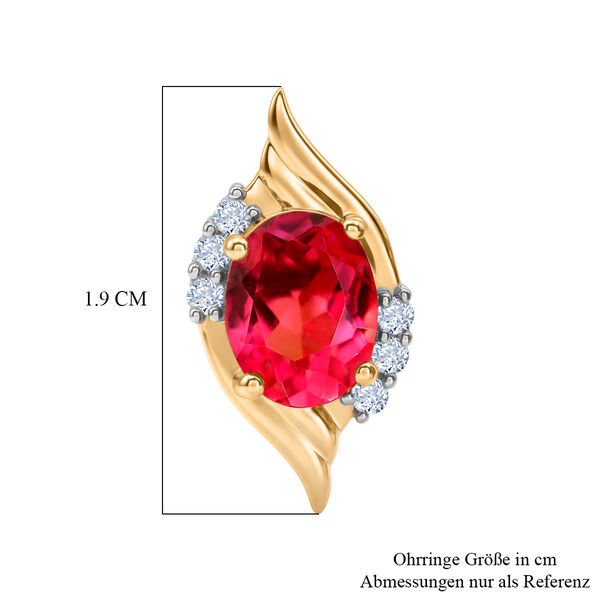 D'Joy Sunset Quarz Triplette, Wei&szlig;er Zirkon Ohrringe 925 Silber 750 Gelb Vergoldet ca. 3.29 ct image number 4