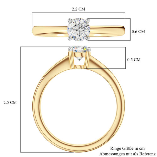 LUXURIANT DIAMOND - Lab Grown Diamant VS-EF SGL zertifiziert Ring, 925 Silber 750 Gelbgold Vermeil (Größe 18.00) ca. 0.50 ct image number 6