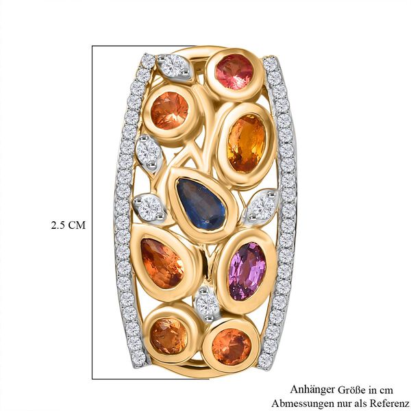 D'Joy AA Mehrfarbig Saphir, Weißer Zirkon Anhänger 925 Silber 750 Gelbgold Vermeil ca. 2.15 ct image number 6