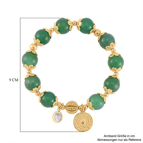 Grüner Aventurin, Weißer Kristall flexibles Charm-Armband, vergoldet image number 5