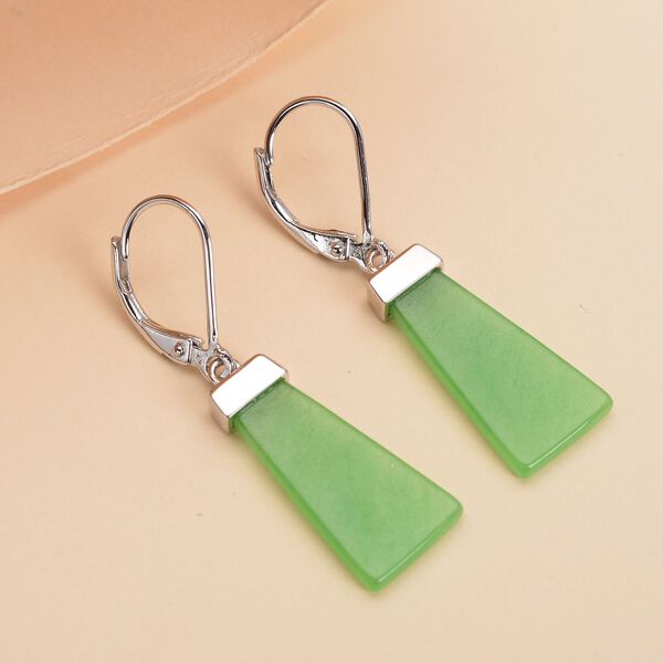 Gr&uuml;ne Jade-Ohrringe, 925 Silber rhodiniert ca. 9,66 ct image number 1