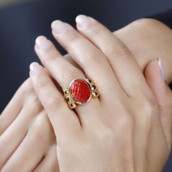 GP Art D&eacute;co Collection - Padparadscha Quarz Triplett, Rhodolith Granat und Kanchanaburi blauer Saphir-Ring - 11,67 ct.