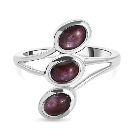 Sternrubin 3-Stein-Ring, 925 Silber platiniert  ca. 2,41 ct image number 0
