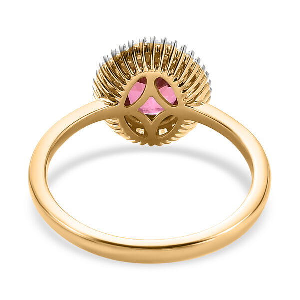 AAA rosa Calabar Turmalin und Diamant Ring in 585 Gelbgold - 1,39 ct. image number 8