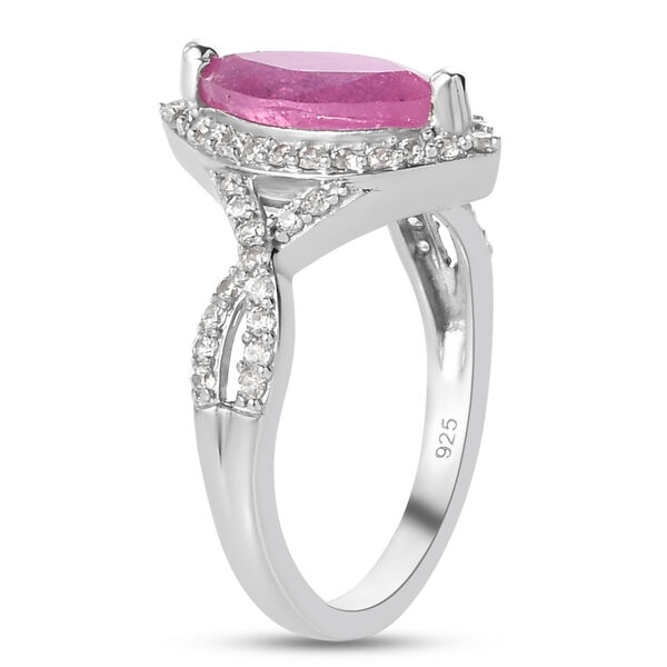 Premium Ilakaka rosa Saphir und Zirkon Ring, 925 Silber platiniert image number 4