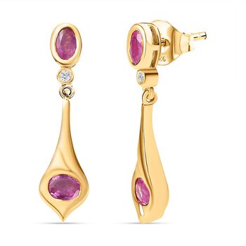 Ilakaka Rosa Saphir und Zirkon Ohrh&auml;nger - 1,71 ct.