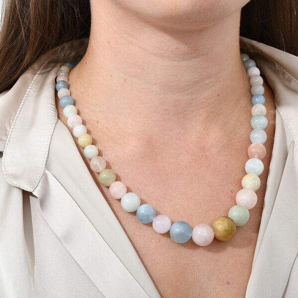 Runde, mehrfarbige Beryll-Perlen-Halskette image number 2