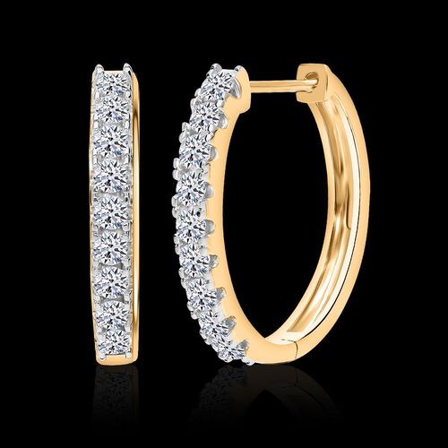 LUXURIANT DIAMOND- SI GH Labor Diamant Ohrringe, 925 Silber Gelbgold Vermeil - 1 ct. image number 3