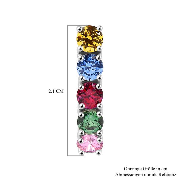 J Francis gefertigt mit SWAROVSKI - Grüner Zirkonia, Ausgefallene rosa Zirkonia Ohrringe 925 Silber rhodiniert 4.57 ct image number 5