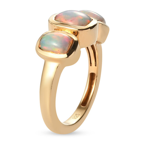 Nat&uuml;rlicher &Auml;thiopischer Opal 3 Stein Ring 925 Silber vergoldet  ca. 1,29 ct image number 5