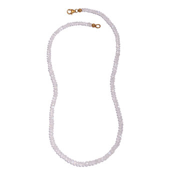 Premium Regenbogen Mondstein-Halskette, ca. 45 cm, 925 Silber vergoldet ca. 70.00 ct