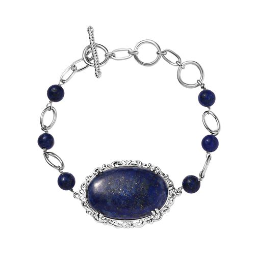 Lapislazuli Armband, ca. 16.5 cm, platiniert, ca. 50.08 ct image number 0
