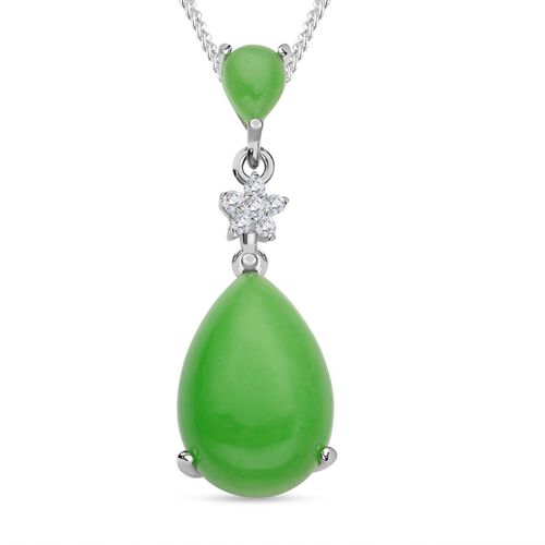 Grüne Jade Schmuckset 925 Silber rhodiniert ca. 8.11 ct image number 0