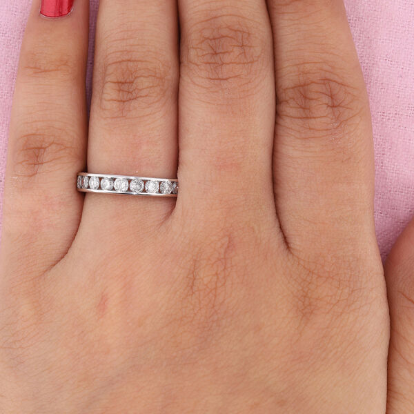 Diamant zertifiziert I2-I3/G-H Half Eternity Ring 375 Wei&szlig;gold image number 3