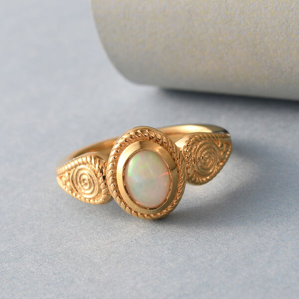 Nat&uuml;rlicher, &auml;thiopischer Opal-Ring, 925 Silber Gelbgold Vermeil  ca. 0,55 ct image number 2