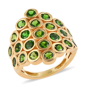 Nat&uuml;rlicher Chromdiopsid-Ring, 925 Silber vergoldet  ca. 2,81 ct