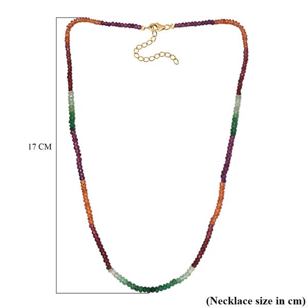 Tsavorite Granat, Lila Granat Halskette ca. 45 cm 925 Silber Gelbgold Vermeil ca. 60.00 ct image number 6