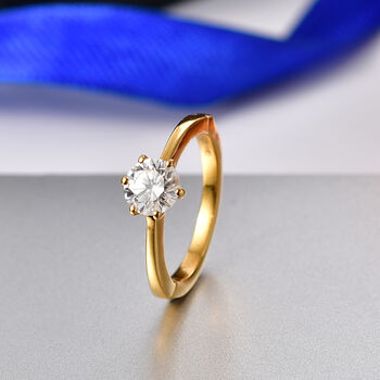 D'Joy Moissanit Ring, 925 Silber vergoldet - 0,99 ct.