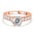 D'Joy 120 Facetten Moissanit Ring 925 Silber Rosevergoldet (Größe 17.00) ca. 1.67 ct