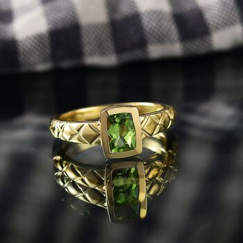 Peridot Ring 925 Silber vergoldet (Gr&ouml;&szlig;e 20.00) ca. 0,90 ct
