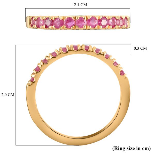 AA Afrikanischer Rubin (Fissure gef&uuml;llt) Ring 925 Silber 585 Vergoldet (Gr&ouml;&szlig;e 17.75) ca. 0.50 ct image number 5