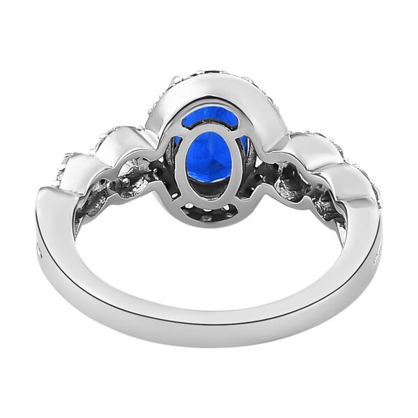 AAA tansanischer, blauer Spinell und wei&szlig;er Zirkon-Ring, 925 Silber platiniert  ca. 1,91 ct image number 6