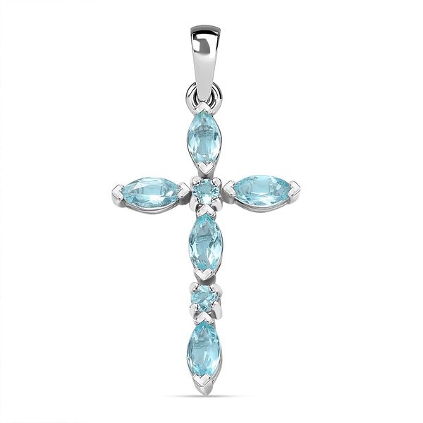 Paraiba-Apatit Anh&auml;nger 925 Silber platiniert ca. 1.24 ct