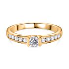 Moissanit Ring 925 Silber Gelbgold Vermeil (Größe 20.00) ca. 0,52 ct
