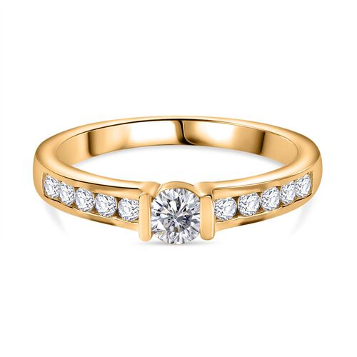 Moissanit Ring 925 Silber Gelbgold Vermeil ca. 0,52 ct