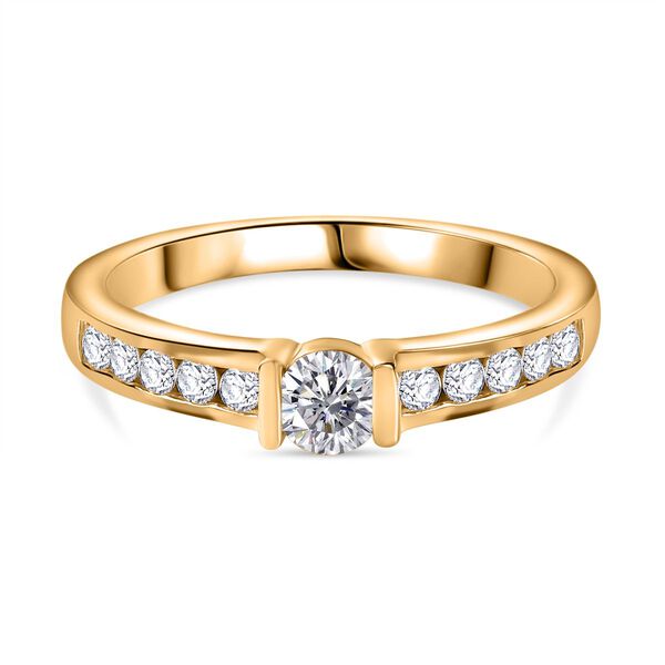 Moissanit Ring, 925 Silber mit Gelbgold Vermeil - 0,52 ct.