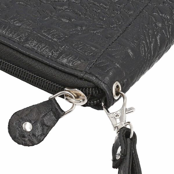 RFID-geschützte Brieftasche aus 100% echtem Leder mit Kroko-Prägung und abnehmbarem Trageschlaufe, schwarz image number 9