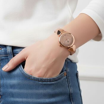 STRADA Uhr mit PC21S Japan-Uhrwerk, Edelstahl-Mesh-Armband, Ros&eacute;goldfarben mit Kristallzifferblatt,, Rosa