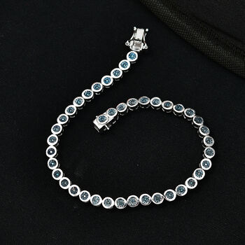 D'Joy blaues Diamant 19cm Armband, 925 Silber rhodiniert - 0,25 ct.