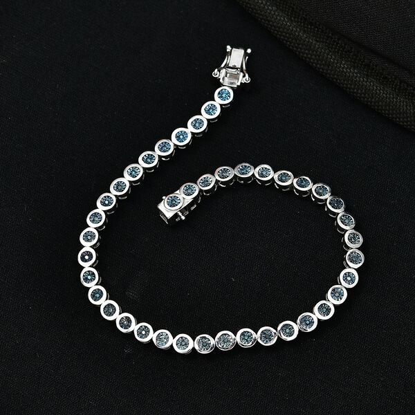 D'Joy blaues Diamant 19cm Armband, 925 Silber rhodiniert - 0,25 ct. image number 2