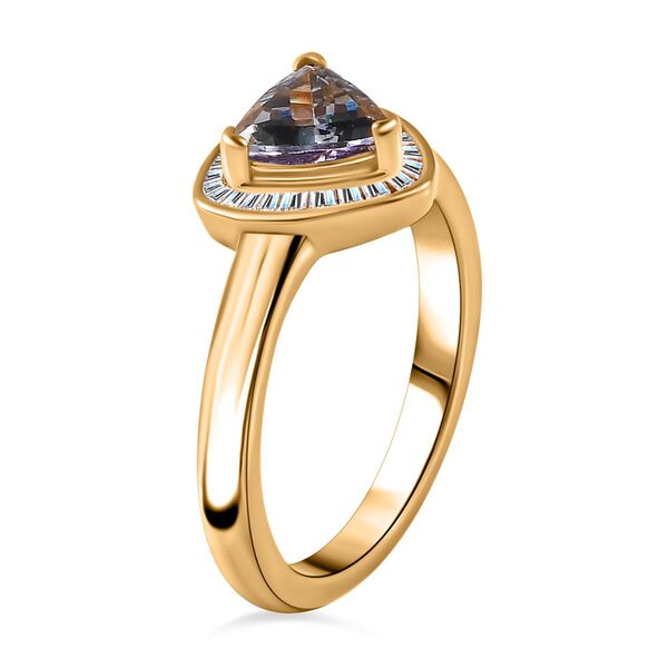 Gr&uuml;ner Tansanit, Wei&szlig;er Diamant Ring, 925 Silber Gelbgold Vermeil, (Gr&ouml;&szlig;e 17.00) ca. 1.14 ct image number 5