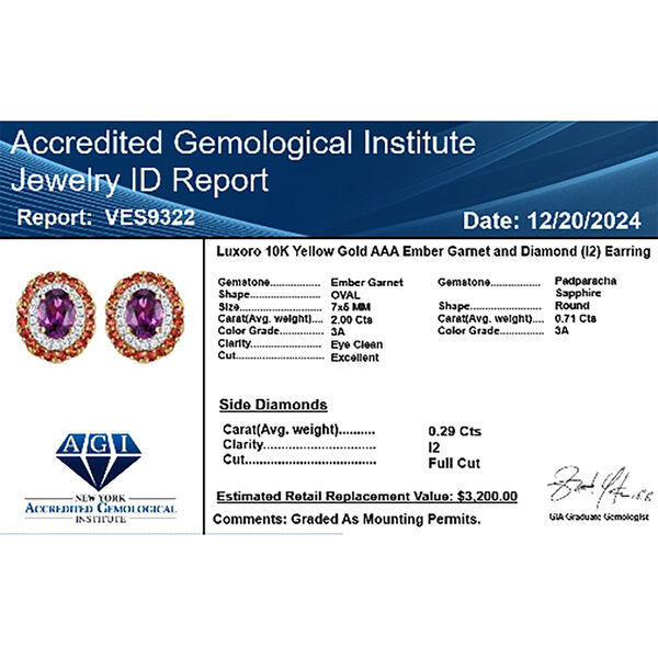 AAA Radiant Ember Granat, Padparadscha Saphir Ohrringe 417 Gold ca. 3,16 ct. image number 6