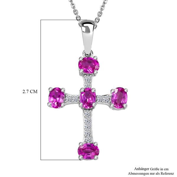 LUXURIANT AAA Labor Rosa Saphir und Moissanit Anhänger mit 50cm Kette - 1,15 ct. image number 6