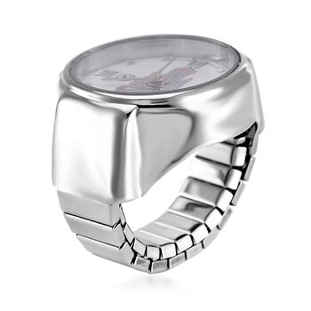 STRADA - Japanisches Uhrwerk, flexibles Ring-Uhr, Reiner Edelstahl, Rot