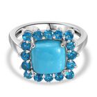 AA Amerikanischer Sleeping Beauty T&uuml;rkis, Neon Apatit Ring 925 Silber rhodiniert (Gr&ouml;&szlig;e 21.00) ca. 4.15 ct