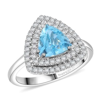 AAAA Santamaria Aquamarin, Wei&szlig;er Diamant Ring 950 Platin (Gr&ouml;&szlig;e 17.00), ca. 2.00 ct