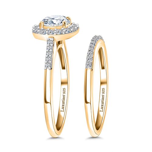 LUXURIANT DIAMOND - Lab Grown Diamant SI Schmuckset 925 Silber 750 Gelbgold Vermeil (Größe 18) ca. 1.50 ct image number 4