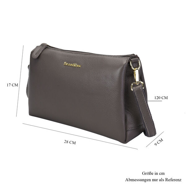 Sencillez Crossbody Tasche aus echtem Leder,  Gr&ouml;&szlig;e 28x9x17 cm, Grau image number 6