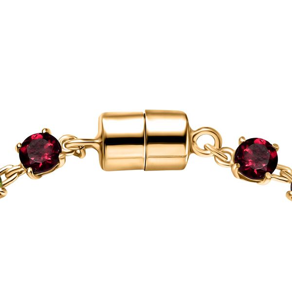 D'Joy AA Natürlicher Rhodolith Granat Armband ca. 20 cm 925 Silber 750 Gelbgold Vermeil ca. 14.16 ct image number 3